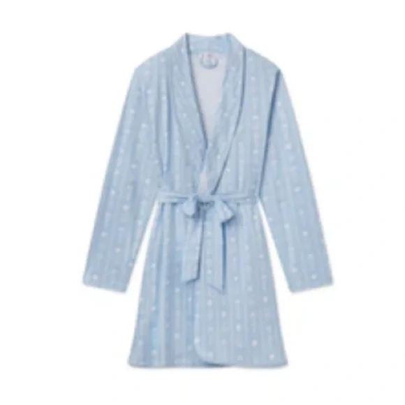 LAKE Pima Short Robe in French Blue - Picture 2 of 3